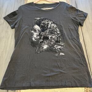 Grunt Style Gray White Spartan Trojan Helmet Lil Red Danger T Shirt Sz XXL